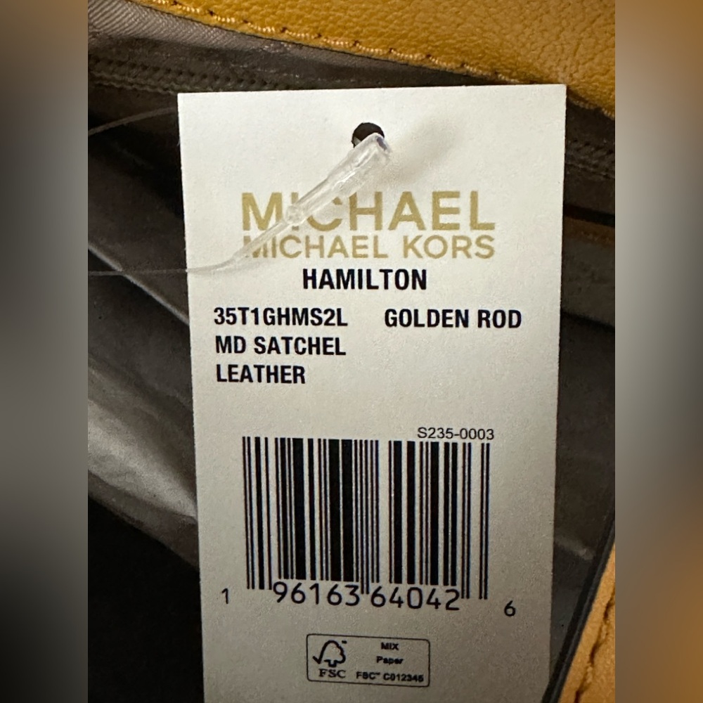 Michael Kors Women's Hamilton Medium Top Zip Leather Satchel (Golden Rod) NWT - Picture 15 of 16